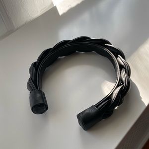 NWOT Genuine Leather Braided Headband, Black